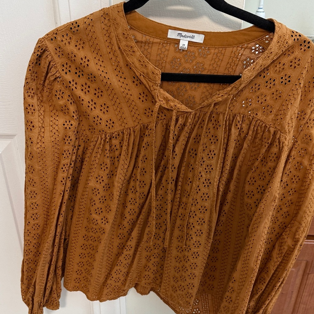 Madewell Rust Eyelet Blouse
